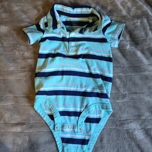 3/$10 Carter's Aqua and Navy Striped Bodysuit